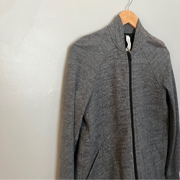 Lululemon Pleat To Street Bomber Jacket Heather Snow Slub Coal Womens Small 4 - Picture 7 of 14